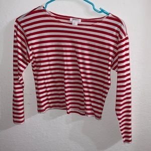 Red and white striped long sleeve shirt